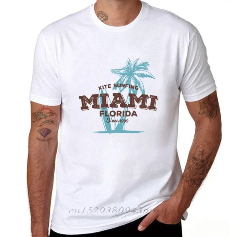 2019 Miami Florida Summer Men T-shirt Fashion Kite Plam Tree Top Tees Style O-neck Short Sleeve T Shirt