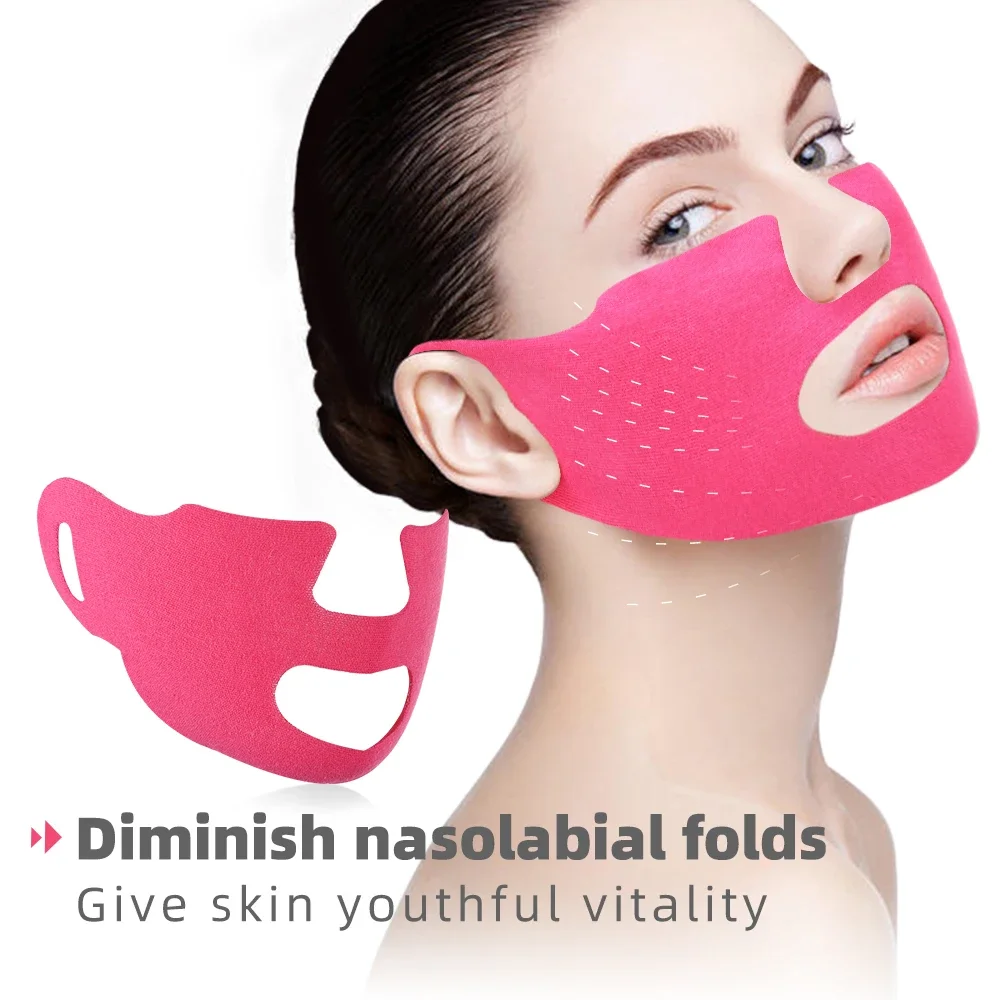 4D Oorhaak V-vormig Gezichtsmasker Hydraterende Face Lift Afslankmasker Anti Gezwollen Oor Aanscherping Dubbele Kin Reducer voor Huidverzorging