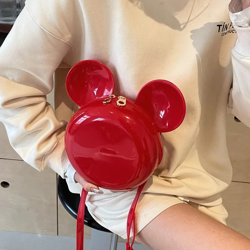 New Disney Mickey Mouse Women handbag Minnie Shoulder Diagonal Bag Casual Fashion Girl PU Round Bag Birthday Gifts