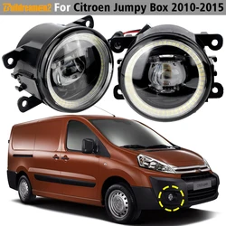 2 Pieces 30W 6000LM Car Front LED Lens Fog Light Angel Eye Daytime Running Lamp DRL H11 For Citroen Jumpy Box E-Jumpy 2012-2024