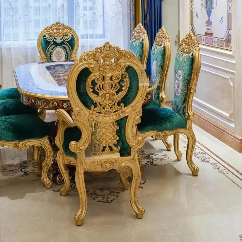 #Villa Hotel Club French Shell Long Oval Western Solid Wood Dining Table