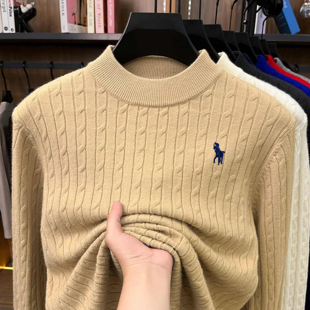 Luxuriöser Herren-Markenpullover für den Winter, hochwertiger Strickpullover mit Rundhalsausschnitt, Jacquard-Stickerei, langen Ärmeln, lässiger Modestil. – Detail 19