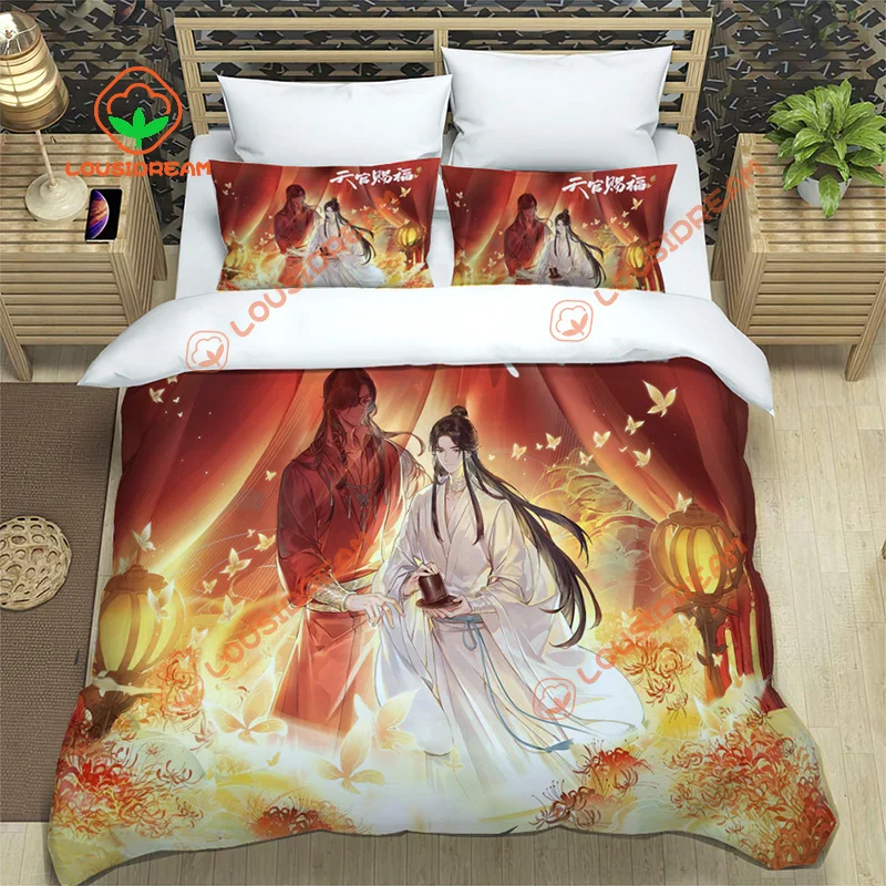 Heaven official’s blessing Duvet Cover Three Piece BL Anime Bedding Set  Double Bed Popular Comics single bed pillowcase