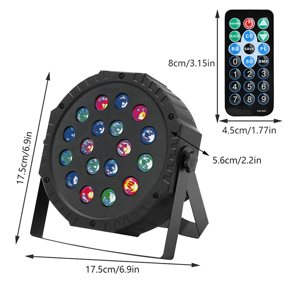 18 LED Stage Light RGB DMX512 Stage Flat Par Lighting DJ Equipment Disco Party Lighting Christmas Bar Club Wedding Show Light