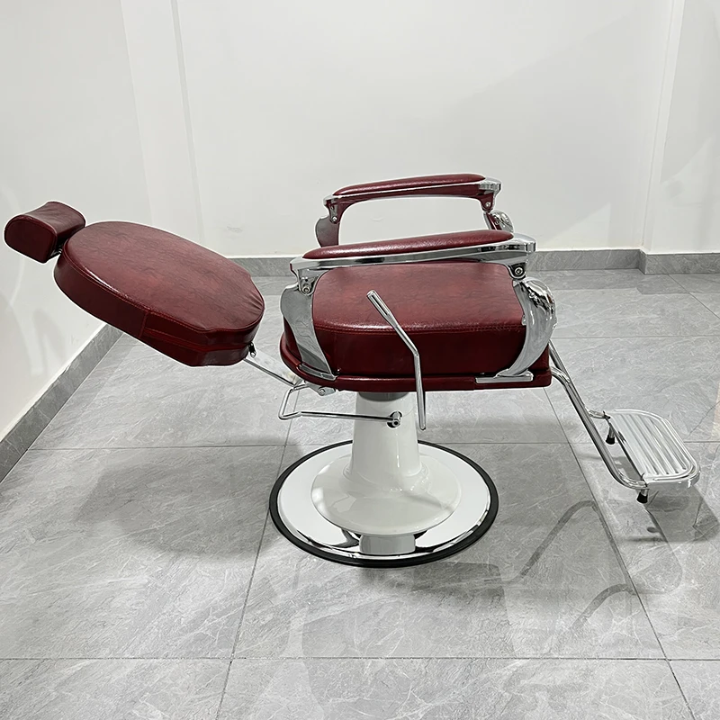 Cadeira de barbeiro reversível premium, cadeira de salão de espuma respirável, loja de estilo de cabelo, beleza reclinável, forte, móveis de salão de coiffure
