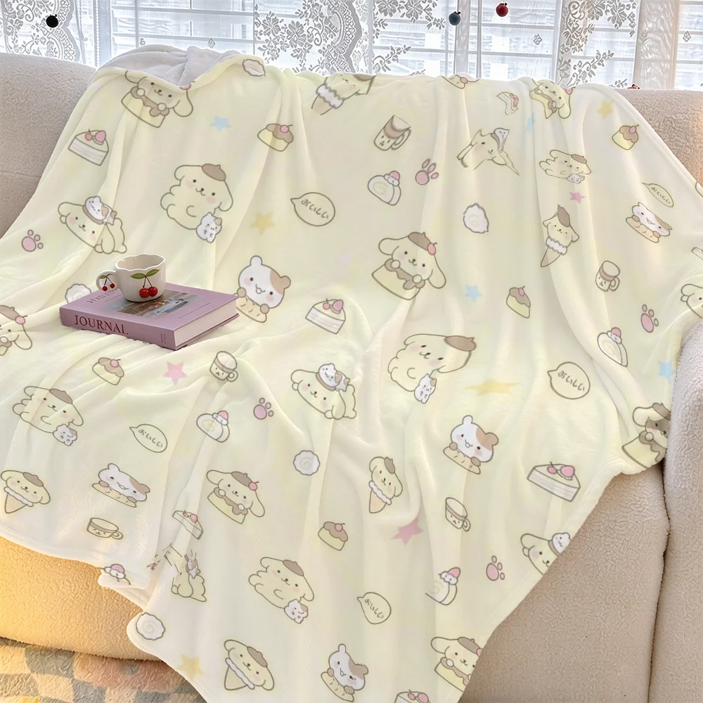 Cute Cartoon Dog Flannel Blanket Kawaii Cake Ice Cream Print Soft Fleece Throw Sofa Bed Baby Cover Camping Car Warm