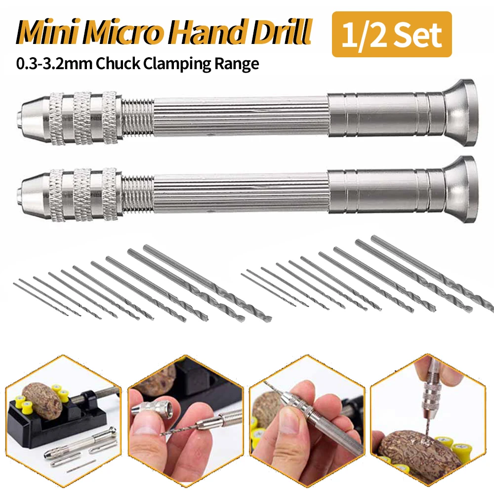 1/2 комплекта мини микро ручное сверло алюминиевое ручное сверло 0,3-3,2 мм HSS спиральное сверло деревообрабатывающие сверлильные вращающиеся инструменты ручное сверло