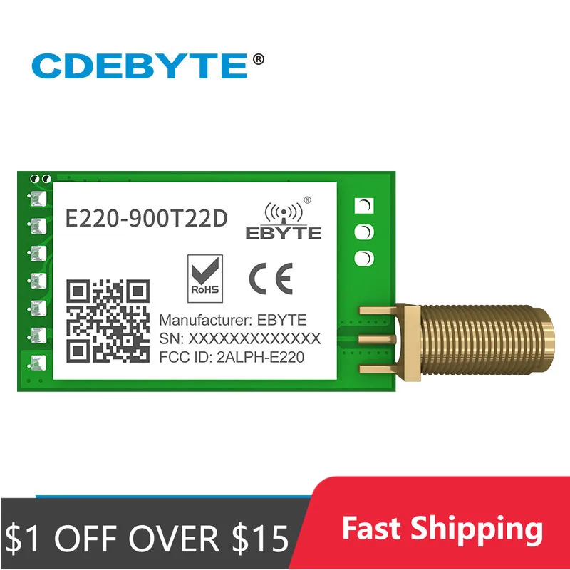 LoRa 868MHz 915MHz LLCC68 moduł bezprzewodowy 22dBm daleki zasięg 5km CDEBYTE E220-900T22D SMA-K UART RSSI nadajnik-odbiornik DIP