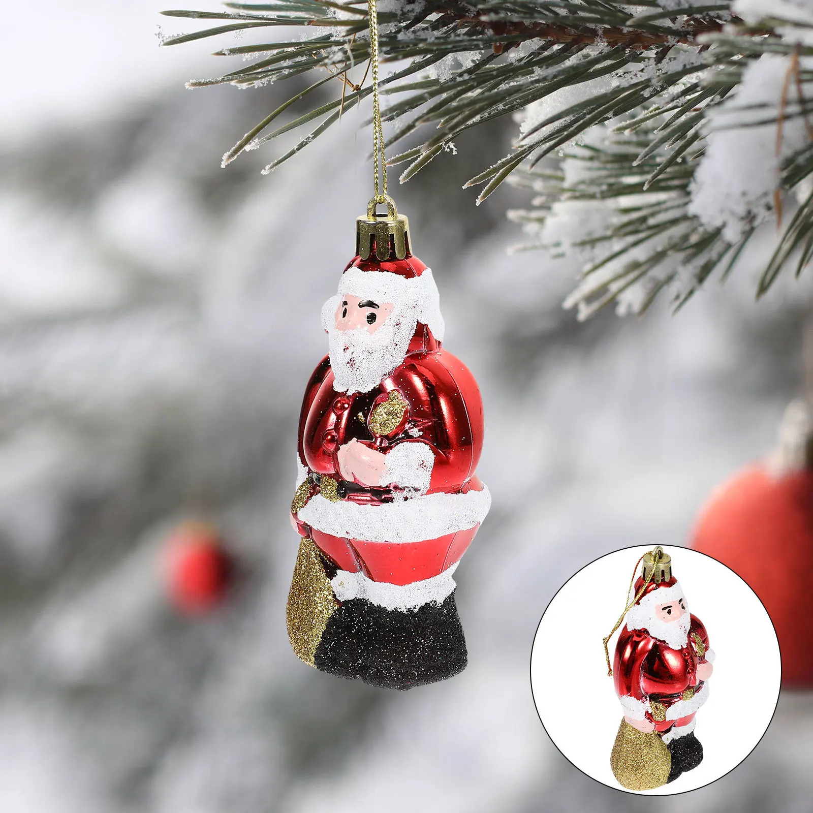 

4Pcs Christmas Santa Claus Hanging Ornaments Plastic Xmas Tree Decorations Festive Holiday Party Supplies Christmas Tree Pendant