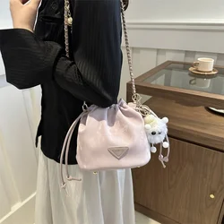 Bao Cross-border High-quality Texture Bucket Bag 2024 New Chain Crossbody Bag Minority Pumping Foreign Gas Bucket Shoulder Bag