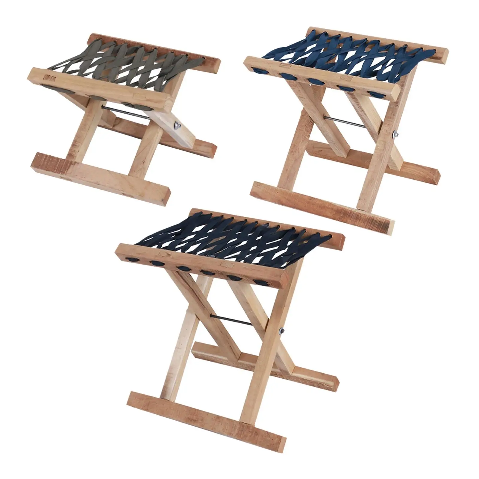 Folding Stool Multifunction Wooden Stable Easy Carrying Foot Rest Stool Outside Fishing Chair for Hiking BBQ Beach Backyard