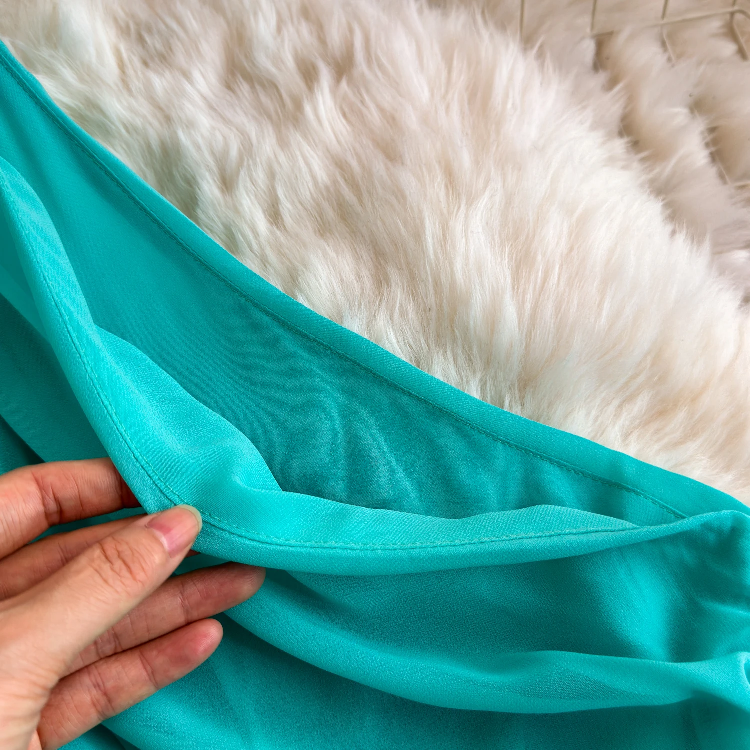 Abito lungo da donna con scollo obliquo e monospalla, grande altalena, da donna, diviso, elegante, di lusso, per cena di compleanno, banchetto, Boho, abito tropicale azzurro cielo