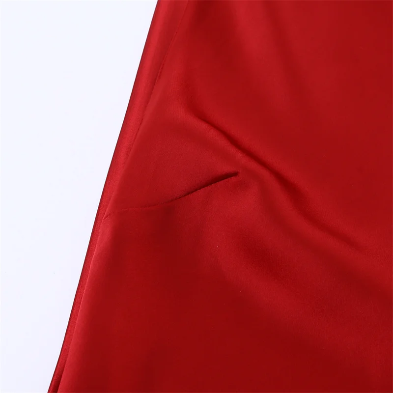 2025, Herbst/Winter, neues modisches, elegantes Partykleid mit verstellbaren Trägern, sexy Satin-Textur, langes Kleid mit Neckholder