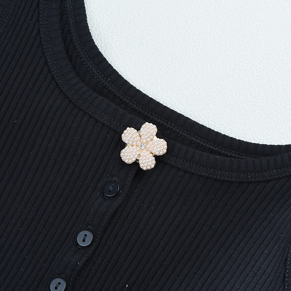 ICEYY  Pearl Beads Five Petal Cufflink Button Covers For Shirt Button Clip Sleeve Buttons Fashion Girls\' Gifts Tux Cufflinks
