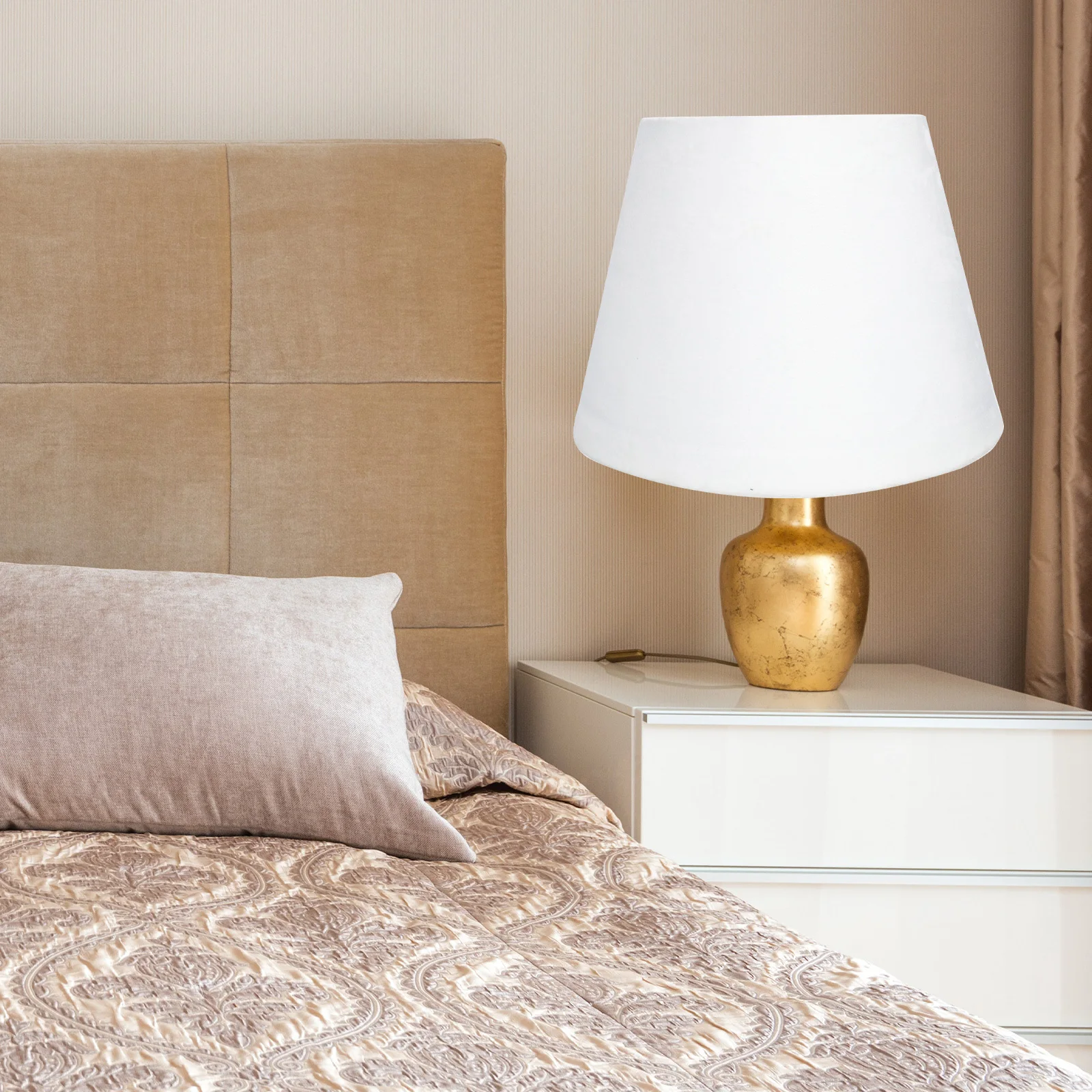 Cloth Art Lampshade Gold Lining Simple Style Decorative Cover for Table Desk Library Dorm Stable Durable Easy Install