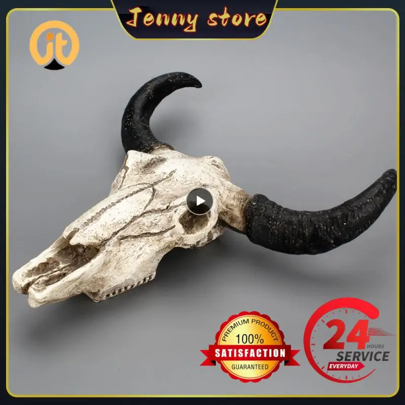 

Creative 3D Horns Skull Ornament Resin Skull Retro Wall Hanging Crafts Home Office Decor Gift Animal Skull