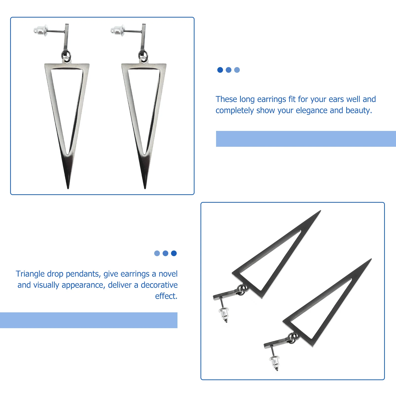 

Triangle Long Punk Artificial Pendant Dangle Alloy Drop Push Back Metal Triangle Earrings Geometric Shape Long Drop Earrings
