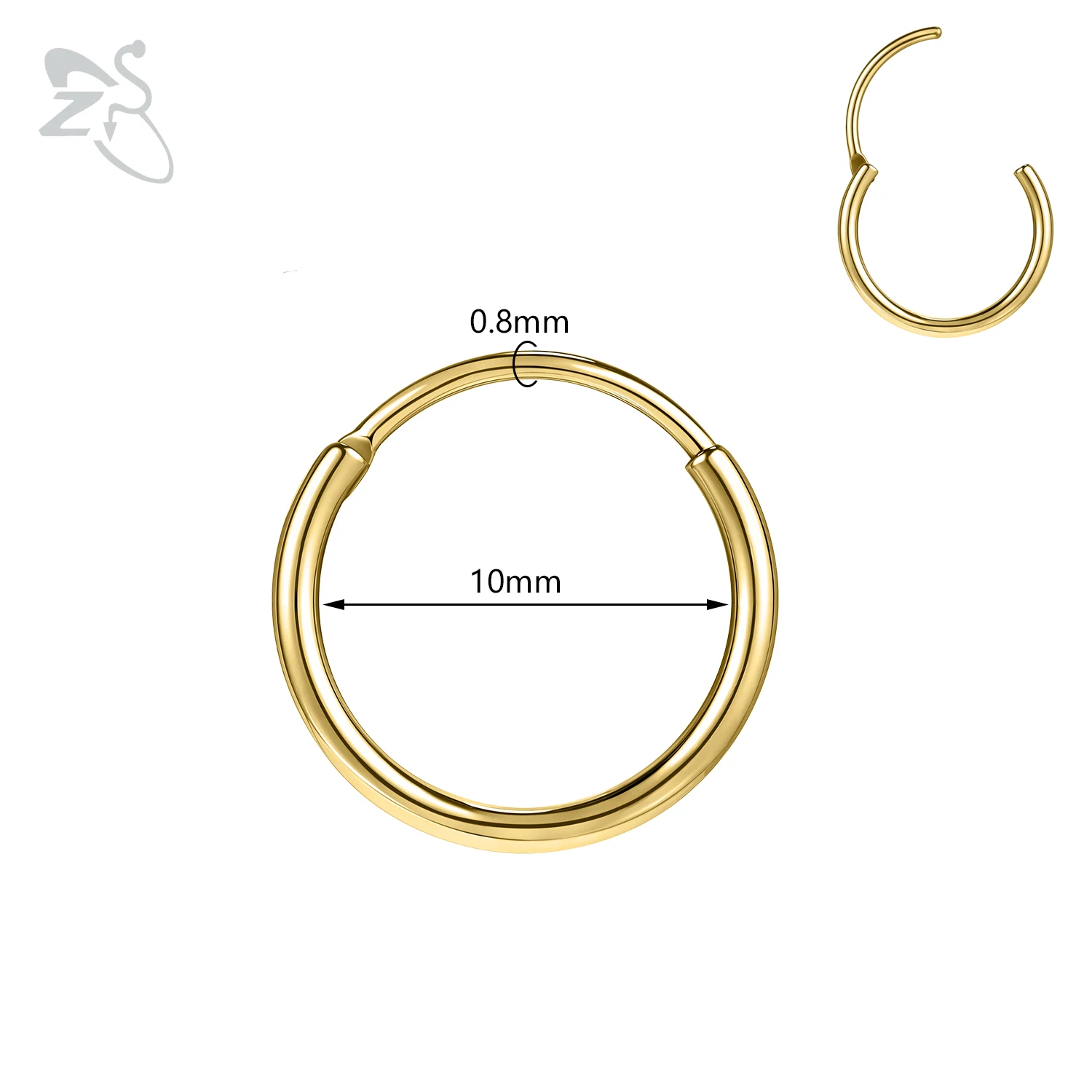 Zs 1 peça piercing de nariz de cristal redondo cor prata anel de septo aço inoxidável nariz clicker cartilagem piercing 20g joias corporais