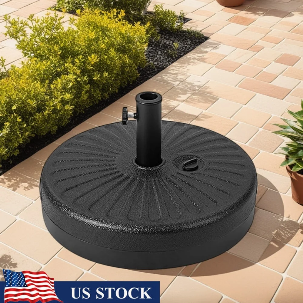 

Heavy Duty Patio Umbrella Base 46 lbs HDPE Circular Stand Water Sand Fillable Durable Weather Resistant Universal Fit Outdoor