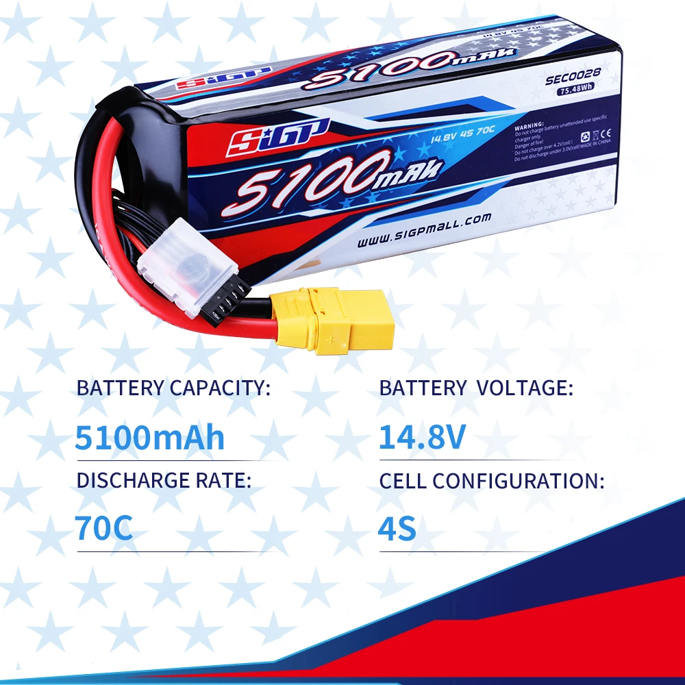 SIGP 4S Lipo-Akku 3300 4000 5100mAh für 14,8V XT60 XT90 EC5 Steckverbinder RC Auto LKW Boot Fahrzeuge Panzer Luftfahrt-Rennsport Hobby