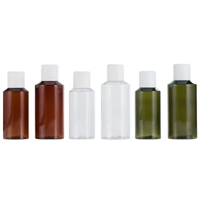 

30Pcs Plastic Bottle 100ML 150ML Empty Brown Clear Green White Screw Cover Portable Cosmetic Refillable Packaging Containers