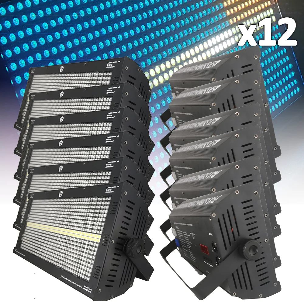 12Pcs LED 280w RGBW Strobe Lighting 8+8 Zone For Concert DJ Disco Wedding Party Decoration Stage Lighting Concert Party Lighting