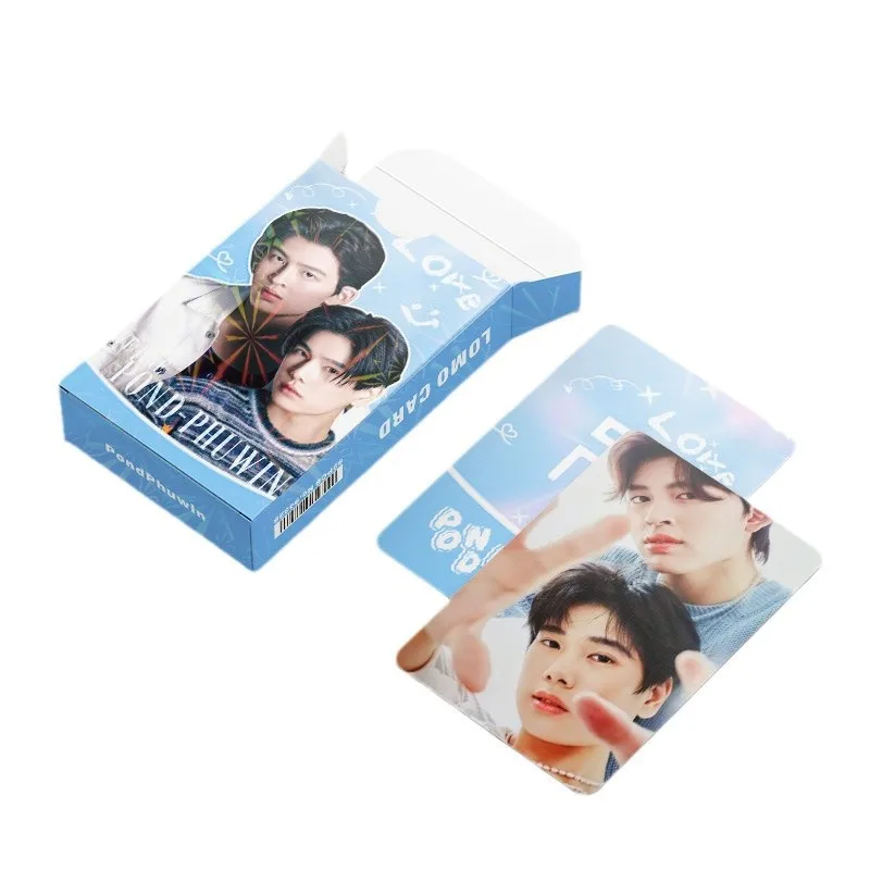 92Pcs/Set PONDPHUWIN Thai Star Laser Lomo Cards Set Drama CP Pond & Phuwin Holographic Photo Cards with Stickers Collection