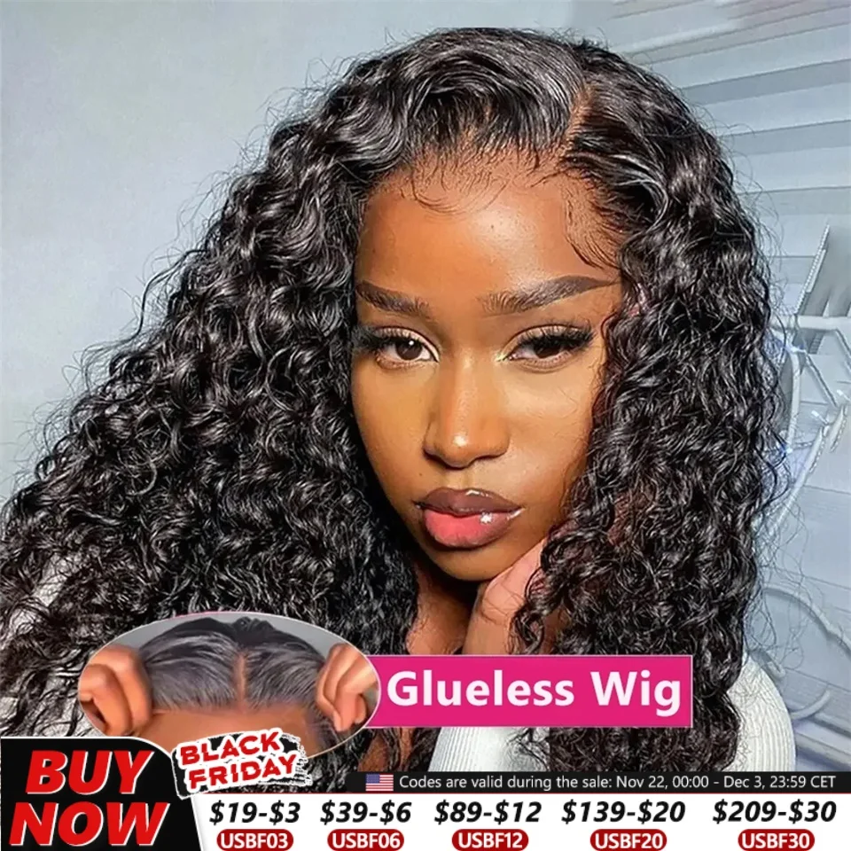 Deep Wave Glueless Wigs Human Hair Easy Go Pre-Cut Deep 5x5 6x4 7x5 9x6 Lace Closure Brazilian 32 34Inch Curly Human Hair Wigs