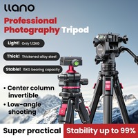 Llano Professional Photography Camera Tripod Travel Phone Tripod Stand with Fluid Head (Max Load:15KG) Height from 53cm to 165cm