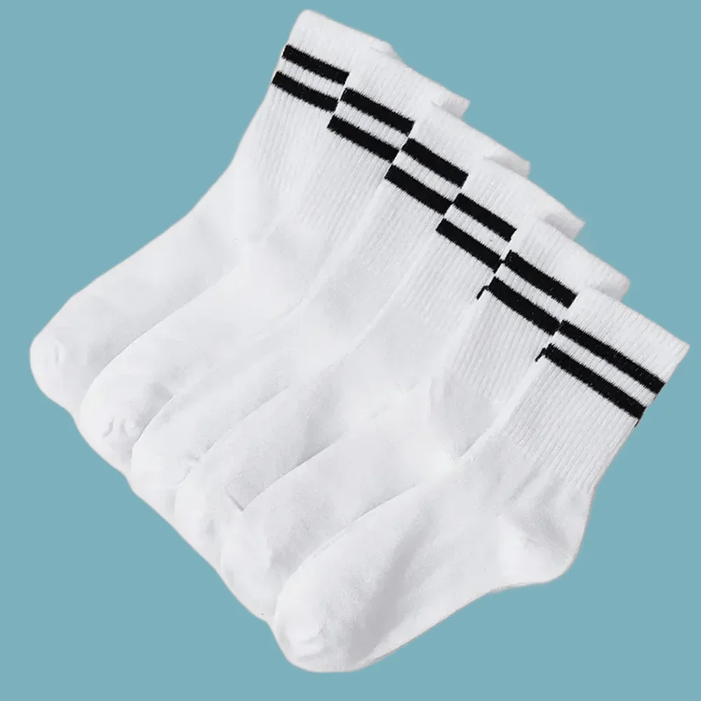 

6/12 Pairs High Quality Women's High Tube Socks Comfortable Sweat Absorption Breathable Solid Colors Striped Female Casual Socks