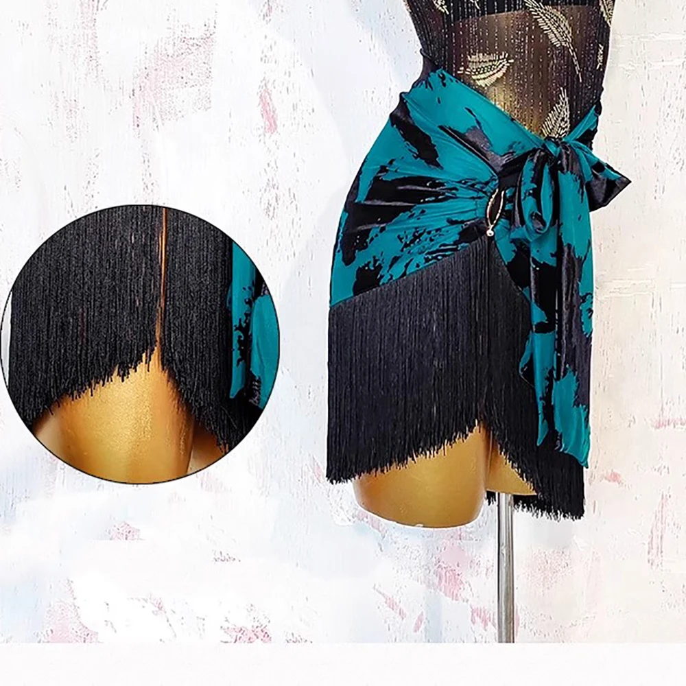 تنانير الرقص اللاتينية شرابة أداء المرأة السالسا رومبا سامبا ممارسة تنورة مرحلة Dancewear