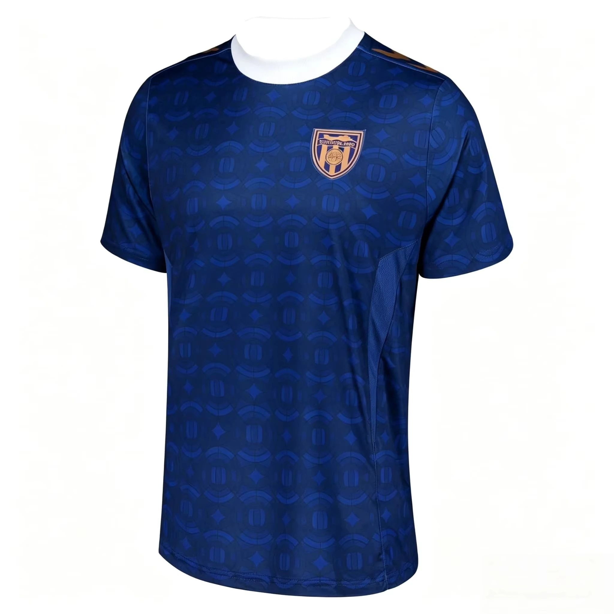 Sunderland Soccer Jersey Men Short Sleeve Quick Dry Breathable Blue Geometric Print Football Shirt Adult Match Training