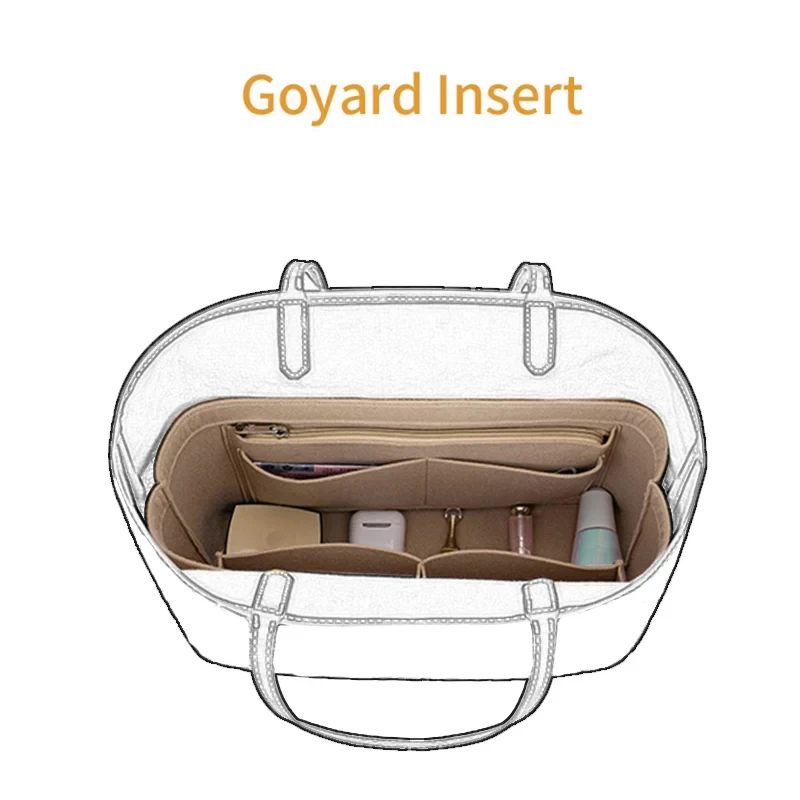 Bolsa organizadora de gran capacidad, bolsillo interior de fieltro para Goyard LV Neverfull, bolsa de mano con forro, bolsas de tanque, mejora el