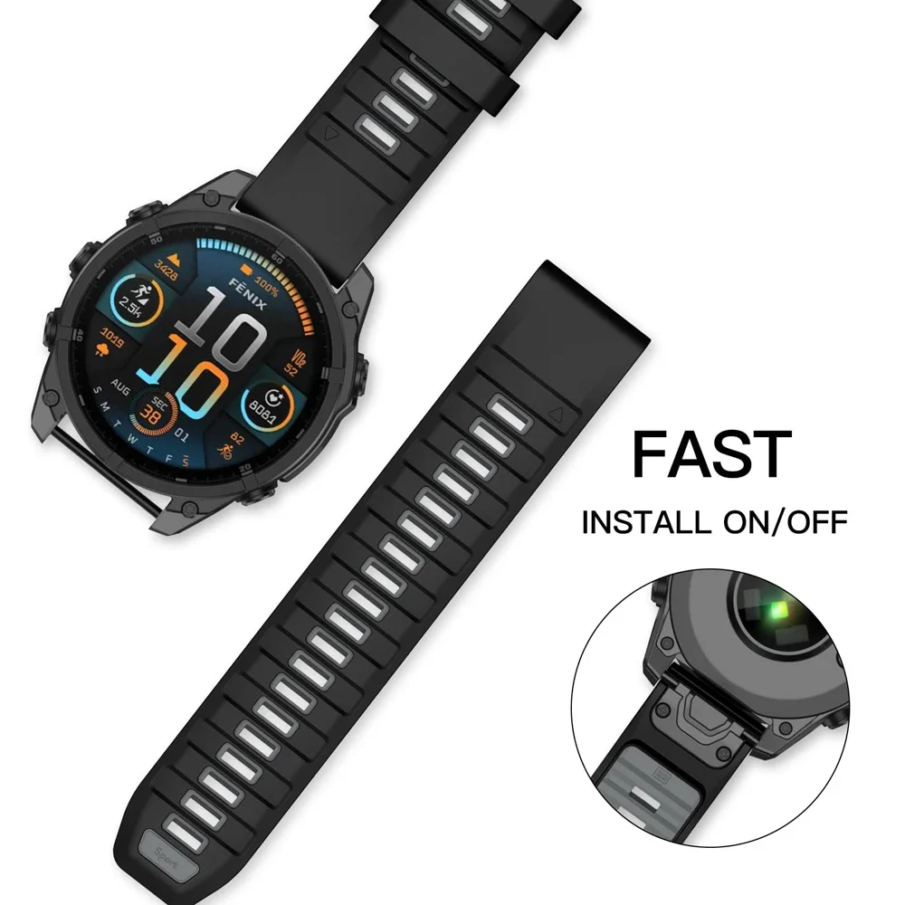 حزام سيليكون رياضي لـ Garmin Fenix 8 Pro 47 مللي متر 51 مللي متر E 7 7X/Epix Pro/6 6X/Enduro 3 سوار ناعم 22/26 مللي متر Quickfit الفرقة الرسمية