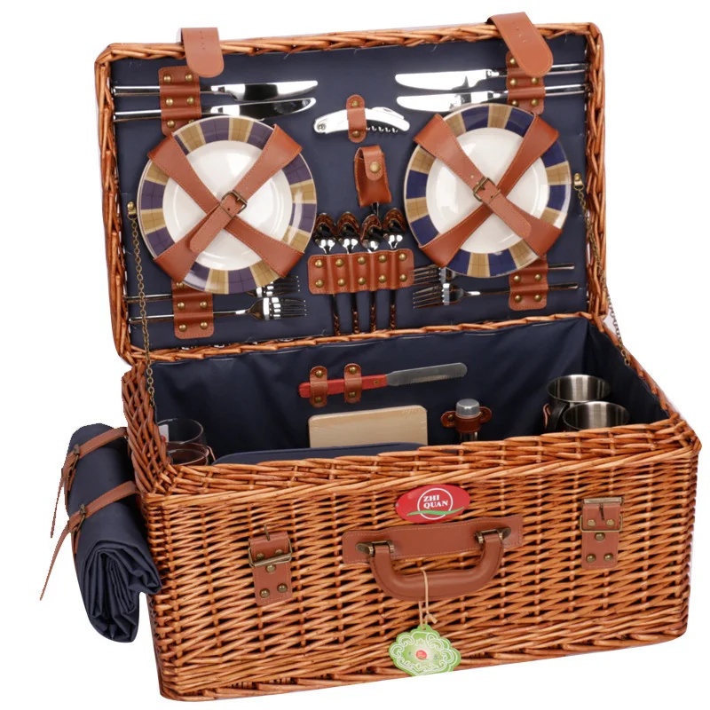 

Outing and leisure picnic basket outdoor camping fruit and vegetable food storage basket handmade woven tape basket
