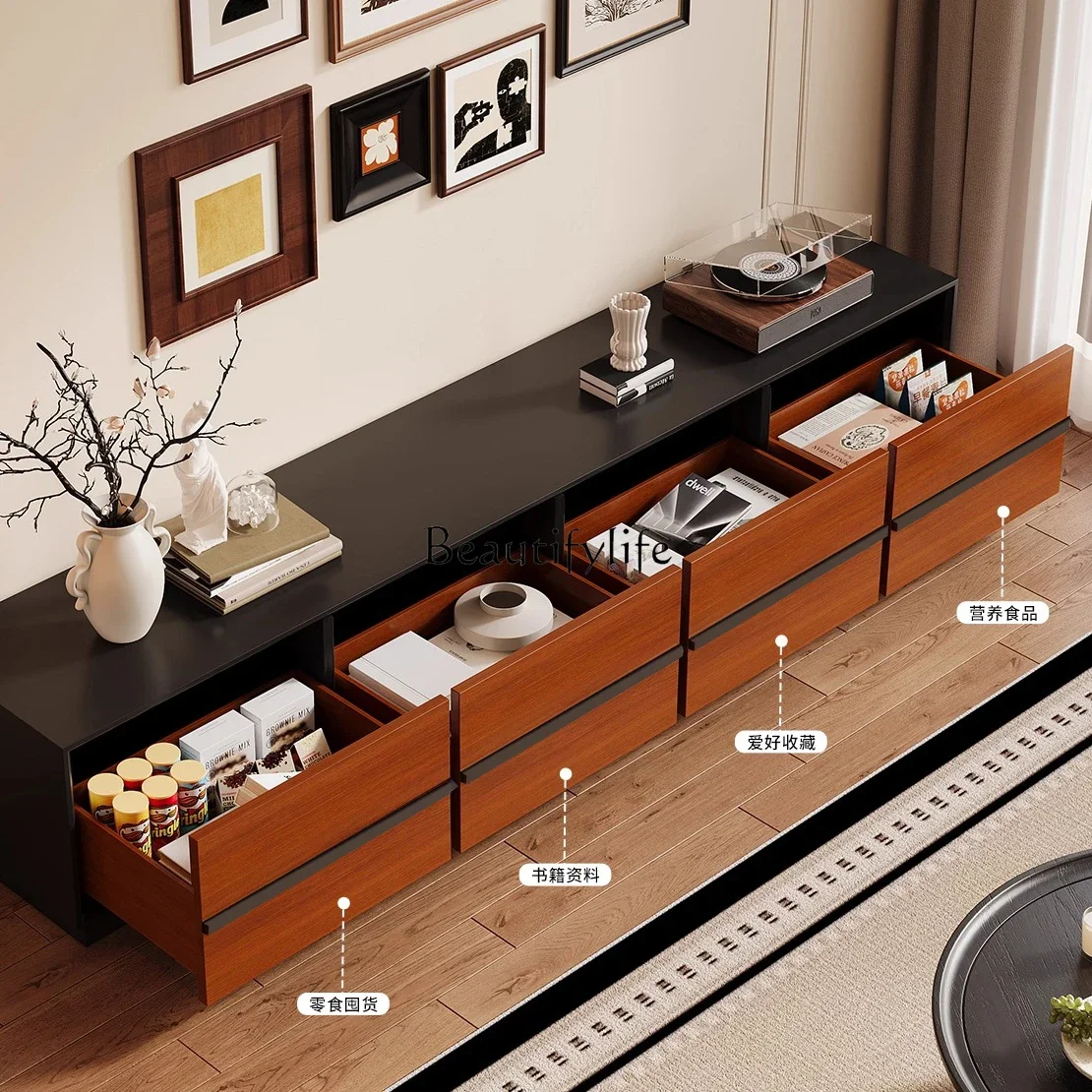 

yj7 Vintage Style TV Cabinet for Home Use, Floor-standing Storage Cabinet, Integrated Small Apartment