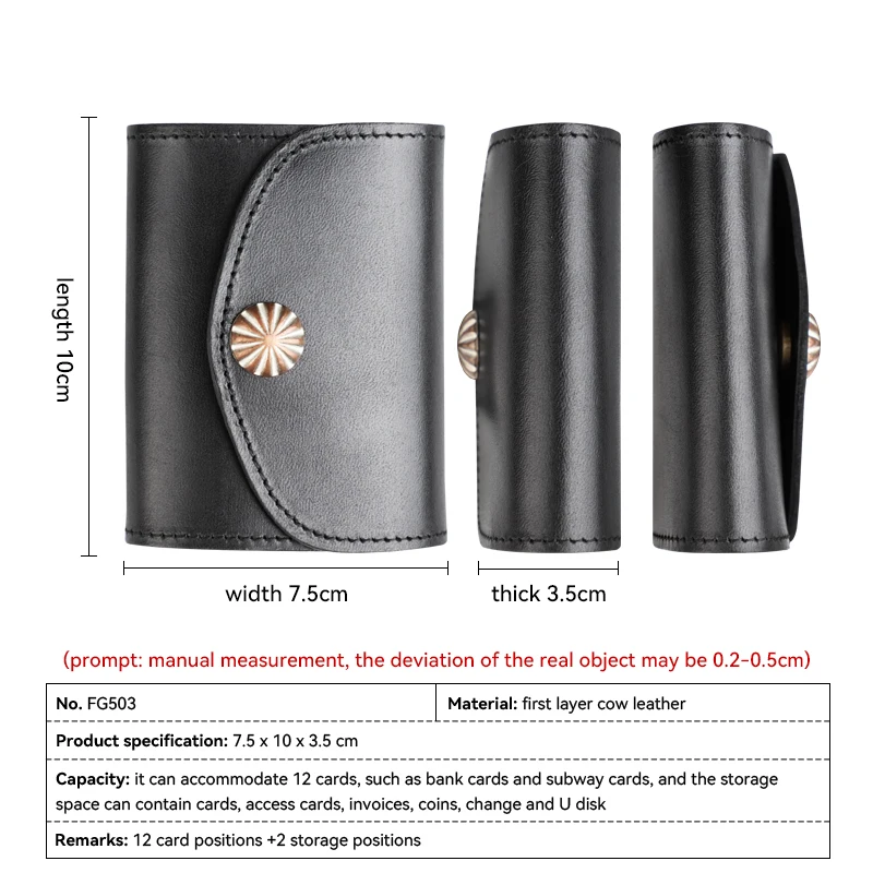 2022 Genuine Leather Card Wallet Handmade Leather Credit Card Soft Bag Portable Storage Cards Pouch Coin Purse For Women, Men