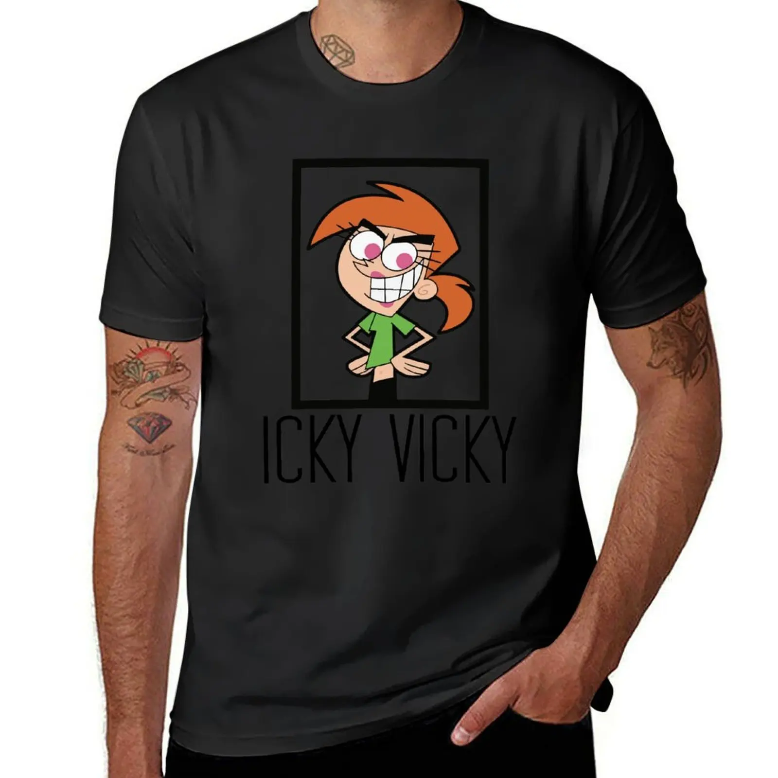 Футболка Icky Vicky, одежда из аниме funnys, черные мужские футболки большого и высокого размера