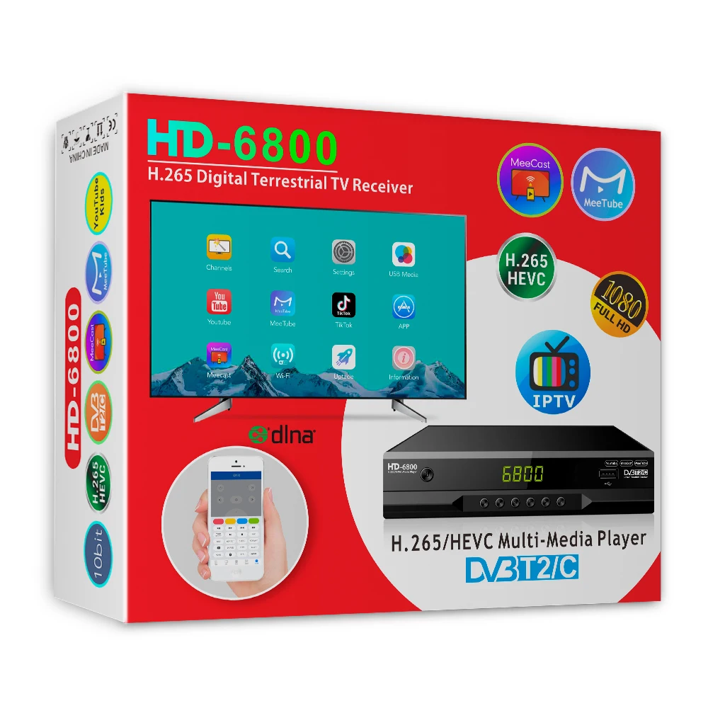 HD6800 DVB T2 DVB-C HEVC 265 Tuner telewizji cyfrowej DVB-T2 H.265 HD dekoder lądowych odbiornik TV EPG Set-Top Box Youtube LAN Scart