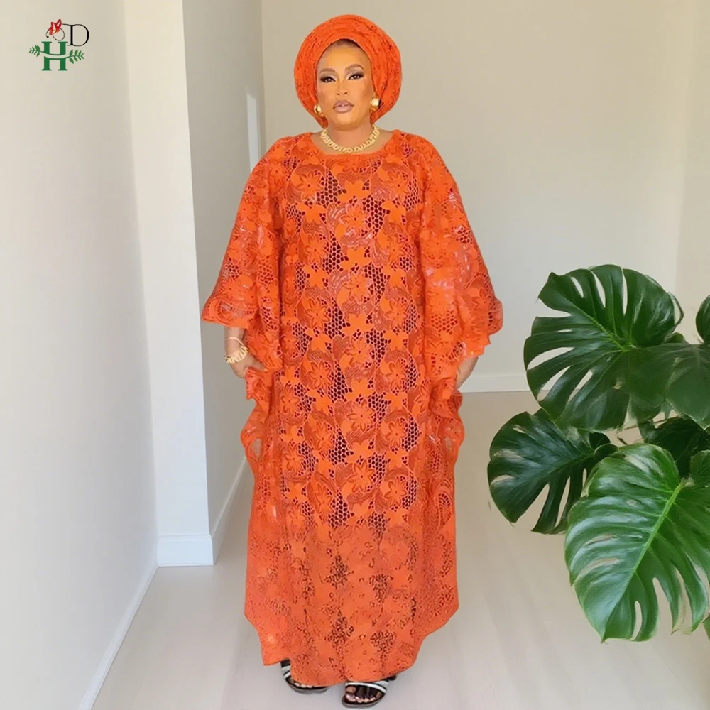 Elegant African Dress For Women Muslim Fashion Boubou Abaya Robe Dashiki Ankara 2PCS Lace Outfits Evening Gown Kaftan Maxi Dress