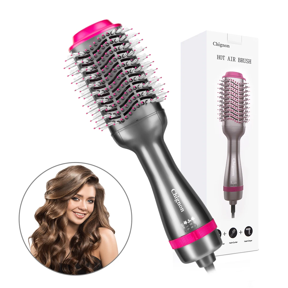 Upgrade 3 In 1 Hair Dryer Volumizer Hot Air Hair Styling Brush Professional Blow Dryer Comb Curling Iron Hair Straightener Brush