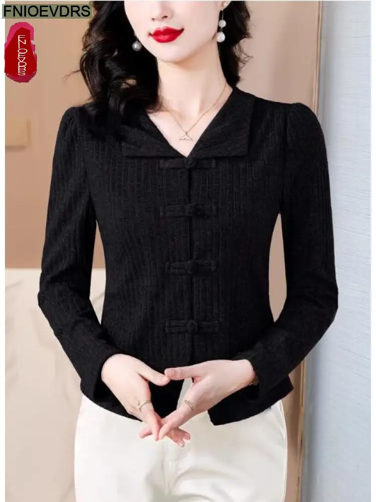 S-3XL New Year Pink Black Tops Women Winter Basic Wear Peter Pan Collar Cute Retro Vintage Button Shirts Bow Tops Blouses