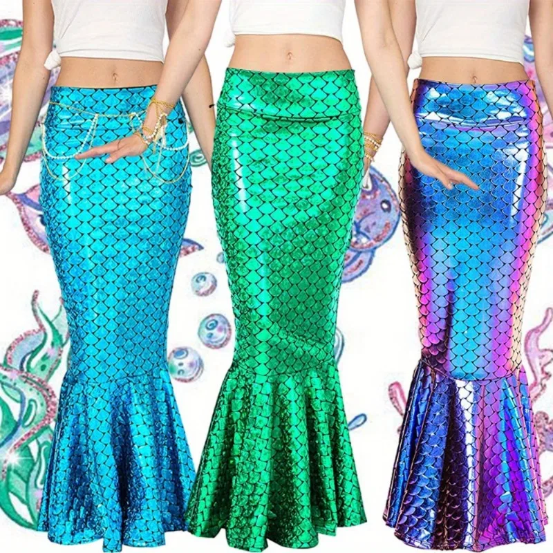 

Mermaid Skirt Slim Fit Skirt Shimmering Sequined Bodycon Dress for Cosplay Perfect Mermaid Princess Long Gown