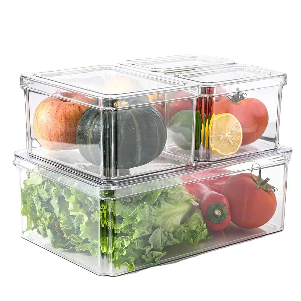 4Pcs Transparent Refrigerator Storage Organizer Boxes Set