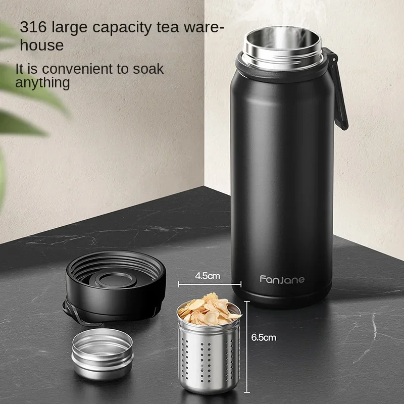 FANJANE Thermos Bottle Cup with Magnetic Tea Infuser Coffee 316 Stainless Steel Vacuum Bottle Keep Cold Hot Travel Business Gift