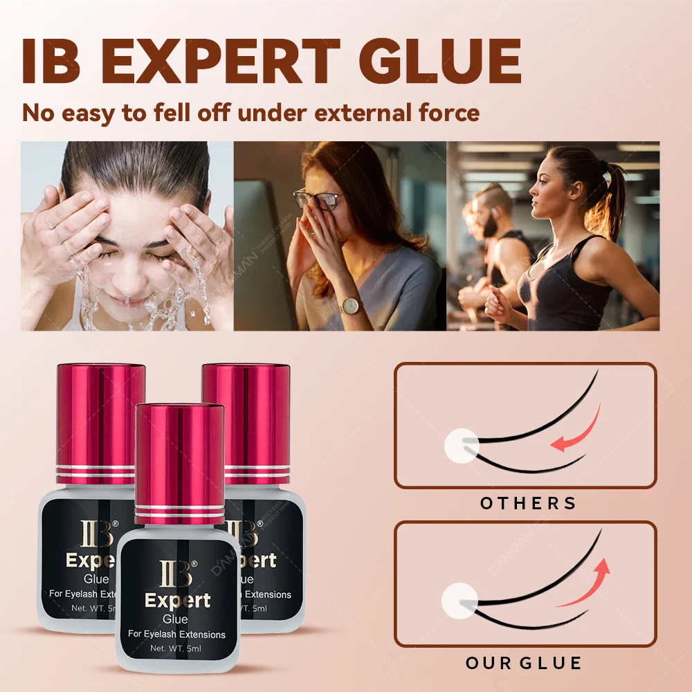 Original Expert IB Glue, Extensões de cílios secos 1Sec, Adesivo Lash Profissional, Retenção 6-7 Semanas, Atacado, 5 Garrafas, 10 Garrafas