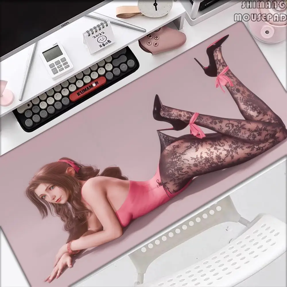 Sexy Aerith Gainsborough Final Fantasy Anime Large Mouse Pad Game PlayMat 80x40 Creative Desk Mat Tifa Lockhart Office Mousepad