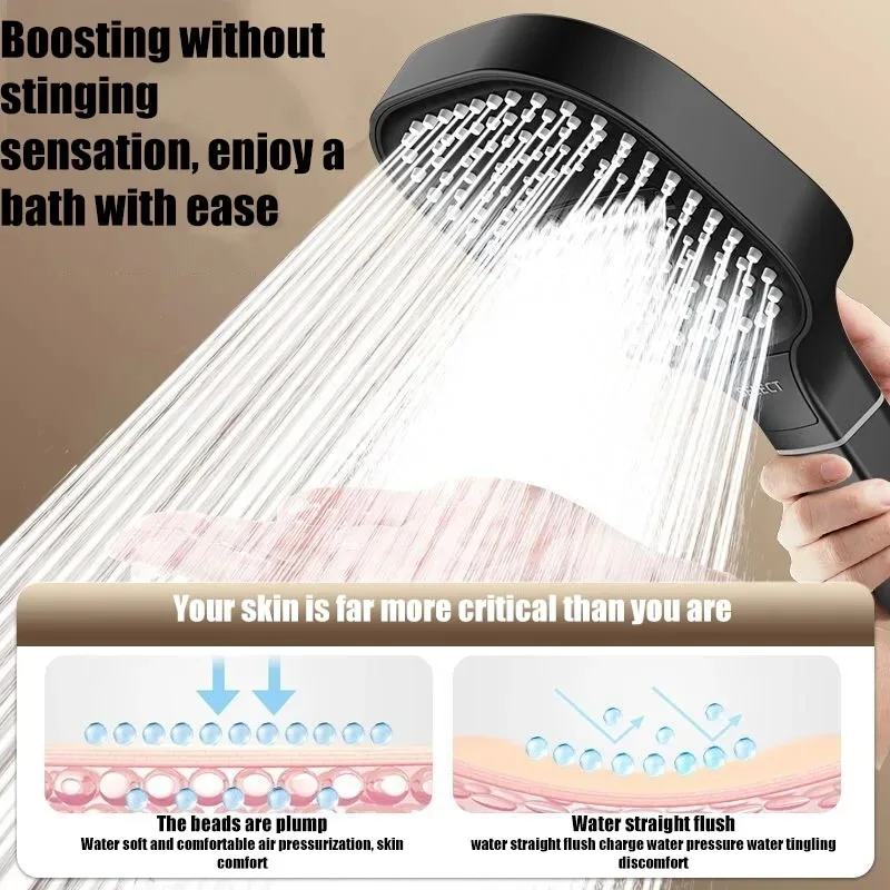 Square filter showerhead super pressurized handheld household bathroom shower water large water volume for showering and bathing