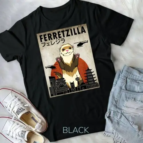 Ferretzilla, Vintage Funny Ferret Japanese Sunset Style T-Shirt Unisex T-shirt