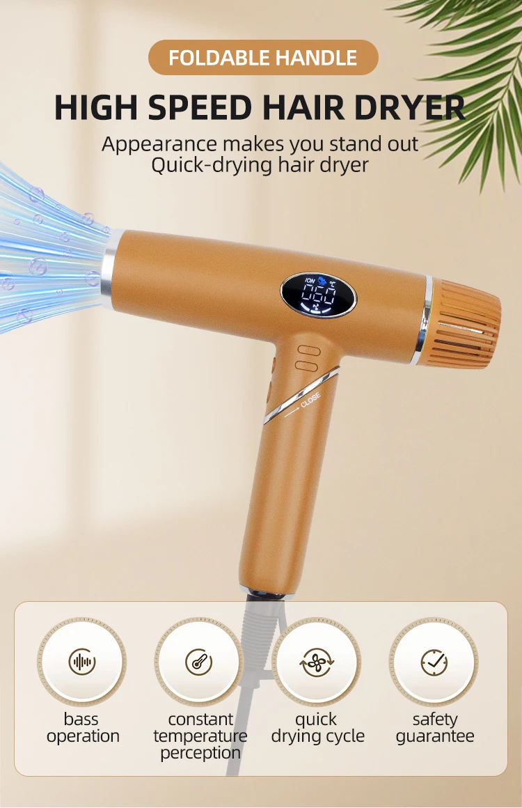 Foldable Portable Cordless Hair Dryer, 1600W Mini Rechargeable Professional, High Speed Handheld Blow Dryer for Hotel Use